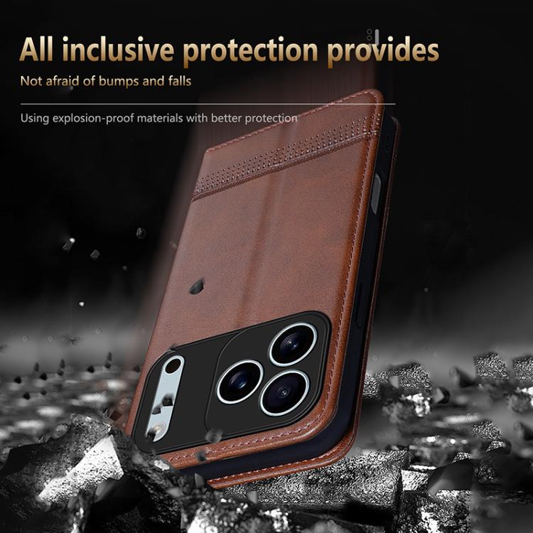 For iPhone 17 Pro Max AZNS Magnetic Calf Texture Flip Leather Phone Case(Dark Brown) by AZNS