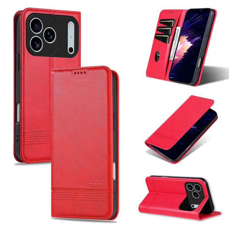 For iPhone 17 Pro Max AZNS Magnetic Calf Texture Flip Leather Phone Case(Red) by AZNS