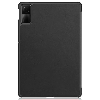 For Xiaomi Redmi Pad SE Custer Pure Color 3-Fold Holder Leather Tablet Case(Black) by bashfashion