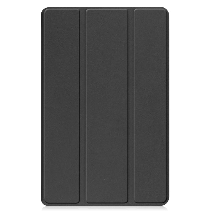 For Samsung Galaxy Tab A9 / Tab A11 Custer Pure Color 3-Fold Holder Leather Tablet Case(Black) by bashfashion