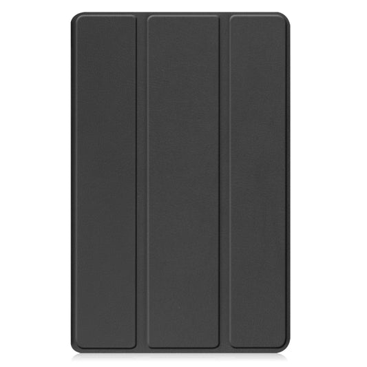 For Samsung Galaxy Tab A9 / Tab A11 Custer Pure Color 3-Fold Holder Leather Tablet Case(Black) by bashfashion