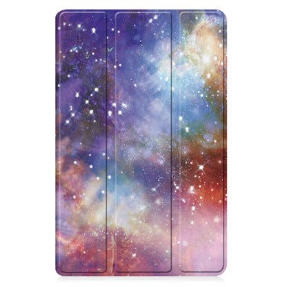 For Samsung Galaxy Tab A9 / Tab A11 Custer Painted 3-Fold Holder Smart Leather Tablet Case(Galaxy Nebula) by bashfashion