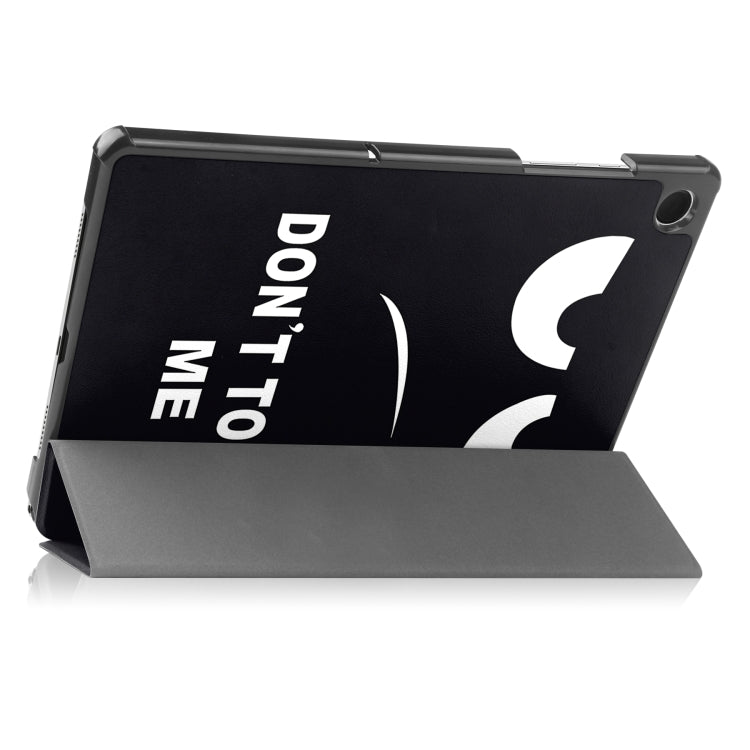 For Samsung Galaxy Tab A9 / Tab A11 Custer Painted 3-Fold Holder Smart Leather Tablet Case(Big Eye) by bashfashion