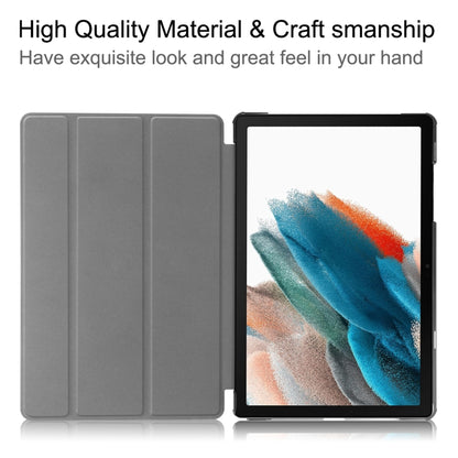 For Samsung Galaxy Tab A9 / Tab A11 Custer Painted 3-Fold Holder Smart Leather Tablet Case(Graffiti) by bashfashion