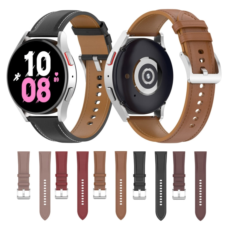 For Samsung Galaxy Watch 6 / 6 Classic Leather Replacement Watch Band(Light Brown) by bashfashion