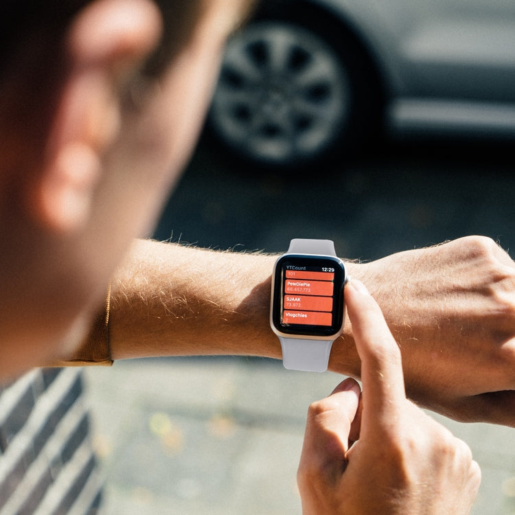 For Apple Watch Series 9&8&7 41mm / SE 3&SE 2&6&SE&5&4 40mm / 3&2&1 38mm Solid Color Elastic Silicone Watch Band, Size:M 143mm(White) by bashfashion