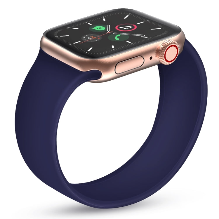 For Apple Watch Series 7 41mm / 6 & SE & 5 & 4 40mm / 3 & 2 & 1 38mm Solid Color Elastic Silicone Watch Band, Size:M 143mm(Sapphire Blue) by bashfashion