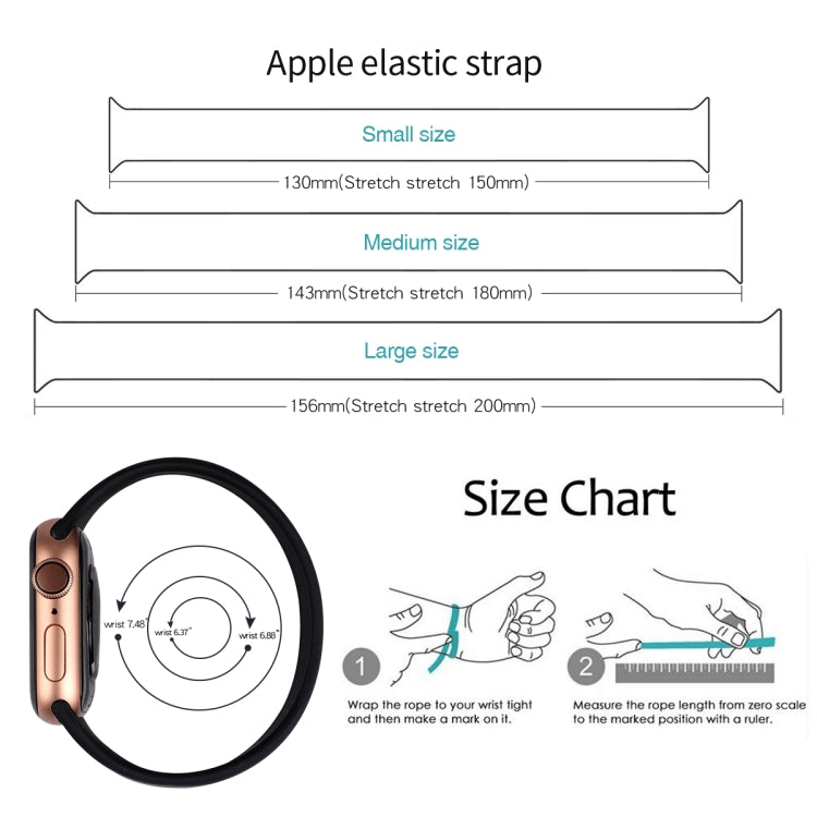 For Apple Watch Series 7 41mm / 6 & SE & 5 & 4 40mm / 3 & 2 & 1 38mm Solid Color Elastic Silicone Watch Band, Size:M 143mm(Sapphire Blue) by bashfashion