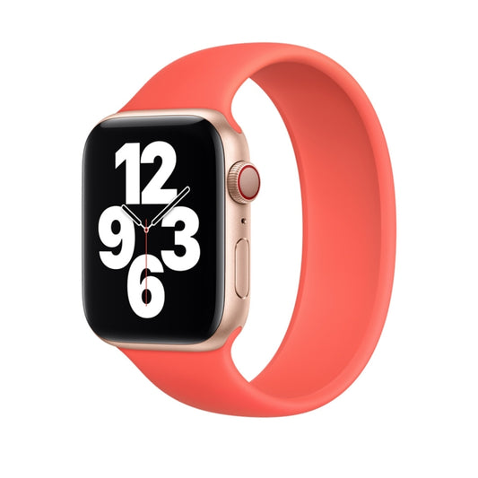 For Apple Watch Series 9&8&7 41mm / SE 3&SE 2&6&SE&5&4 40mm / 3&2&1 38mm Solid Color Elastic Silicone Watch Band, Size:M 143mm (Pink Orange) by bashfashion