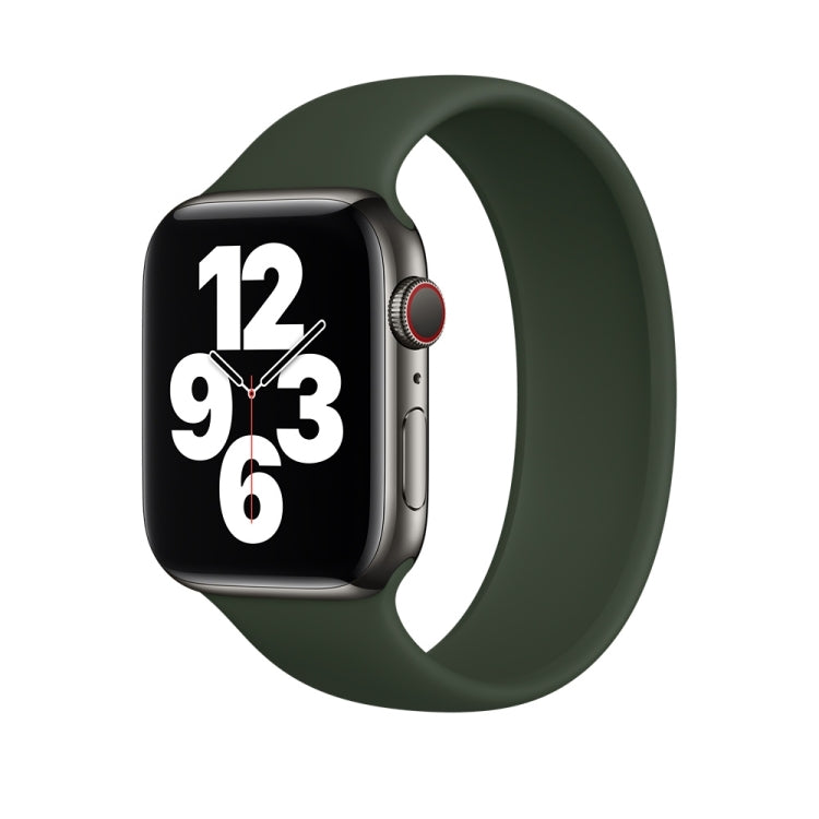 For Apple Watch Ultra 49mm&Watch Ultra 2 49mm / Series 9&8&7 45mm / SE 3&SE 2&6&SE&5&4 44mm / 3&2&1 42mm Solid Color Elastic Silicone Watch Band, Size:M 143mm (Dark Green) by bashfashion