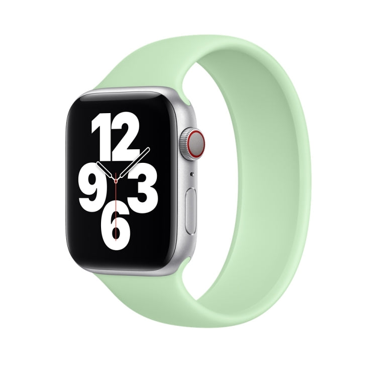 For Apple Watch Ultra 49mm&Watch Ultra 2 49mm / Series 9&8&7 45mm / SE 3&SE 2&6&SE&5&4 44mm / 3&2&1 42mm Solid Color Elastic Silicone Watch Band, Size:M 143mm (Green) by bashfashion