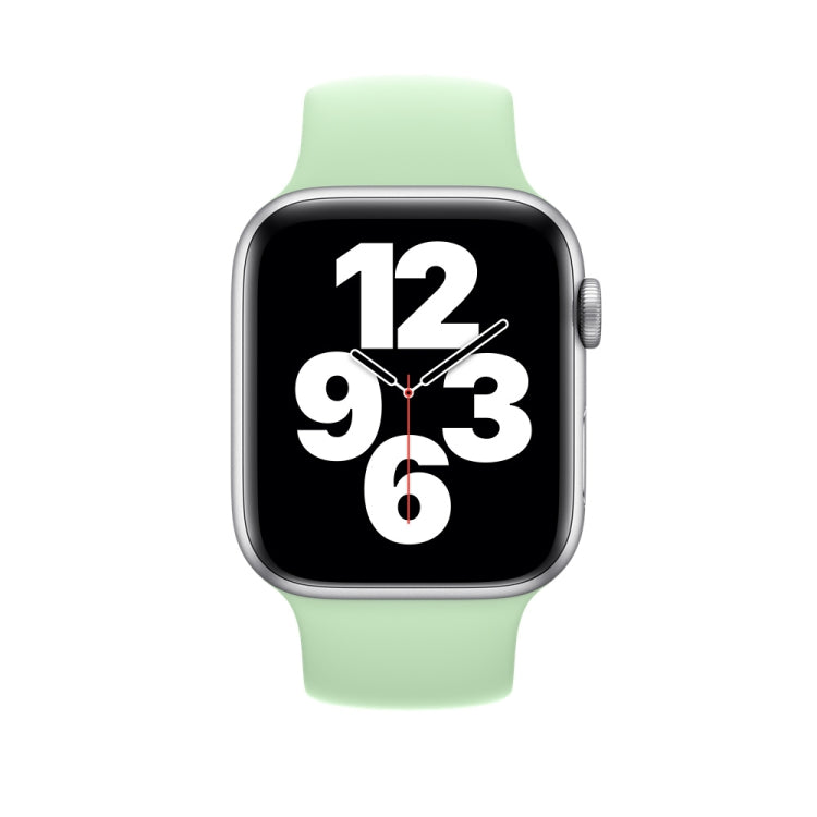 For Apple Watch Ultra 49mm&Watch Ultra 2 49mm / Series 9&8&7 45mm / SE 3&SE 2&6&SE&5&4 44mm / 3&2&1 42mm Solid Color Elastic Silicone Watch Band, Size:M 143mm (Green) by bashfashion