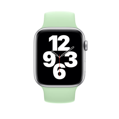 For Apple Watch Ultra 49mm&Watch Ultra 2 49mm / Series 9&8&7 45mm / SE 3&SE 2&6&SE&5&4 44mm / 3&2&1 42mm Solid Color Elastic Silicone Watch Band, Size:M 143mm (Green) by bashfashion