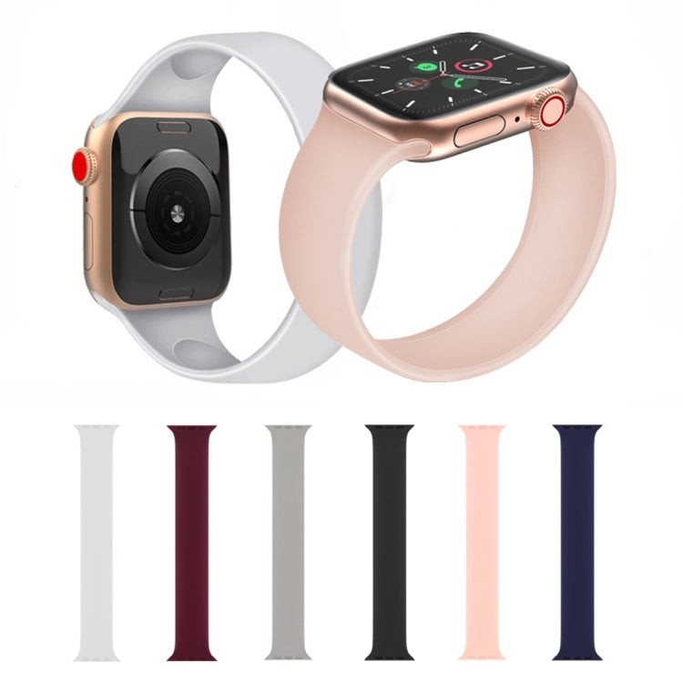 For Apple Watch Ultra 49mm&Watch Ultra 2 49mm / Series 9&8&7 45mm / SE 3&SE 2&6&SE&5&4 44mm / 3&2&1 42mm Solid Color Elastic Silicone Watch Band, Size:M 143mm (Green) by bashfashion