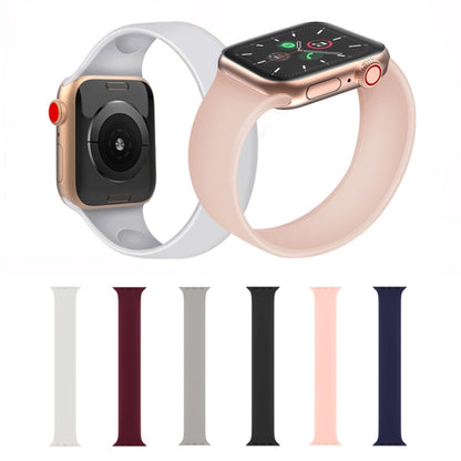 For Apple Watch Ultra 49mm&Watch Ultra 2 49mm / Series 9&8&7 45mm / SE 3&SE 2&6&SE&5&4 44mm / 3&2&1 42mm Solid Color Elastic Silicone Watch Band, Size:M 143mm (Dark Green) by bashfashion