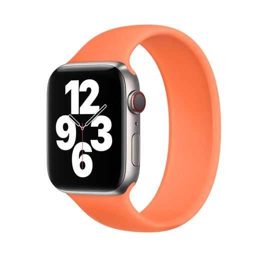 For Apple Watch Ultra 49mm&Watch Ultra 2 49mm / Series 9&8&7 45mm / SE 3&SE 2&6&SE&5&4 44mm / 3&2&1 42mm Solid Color Elastic Silicone Watch Band, Size:L 156mm (Gold Orange) by bashfashion