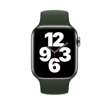 For Apple Watch Ultra 49mm&Watch Ultra 2 49mm / Series 9&8&7 45mm / SE 3&SE 2&6&SE&5&4 44mm / 3&2&1 42mm Solid Color Elastic Silicone Watch Band, Size:L 156mm (Dark Green) by bashfashion