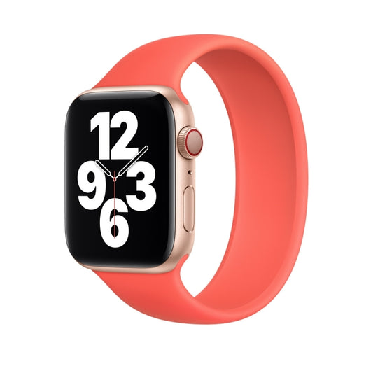 For Apple Watch Ultra 49mm&Watch Ultra 2 49mm / Series 9&8&7 45mm / SE 3&SE 2&6&SE&5&4 44mm / 3&2&1 42mm Solid Color Elastic Silicone Watch Band, Size:L 156mm (Pink Orange) by bashfashion