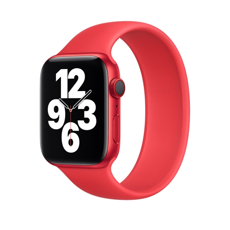 For Apple Watch Ultra 49mm&Watch Ultra 2 49mm / Series 9&8&7 45mm / SE 3&SE 2&6&SE&5&4 44mm / 3&2&1 42mm Solid Color Elastic Silicone Watch Band, Size:L 156mm (Red) by bashfashion