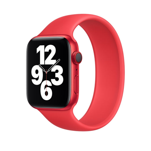 For Apple Watch Ultra 49mm&Watch Ultra 2 49mm / Series 9&8&7 45mm / SE 3&SE 2&6&SE&5&4 44mm / 3&2&1 42mm Solid Color Elastic Silicone Watch Band, Size:L 156mm (Red) by bashfashion
