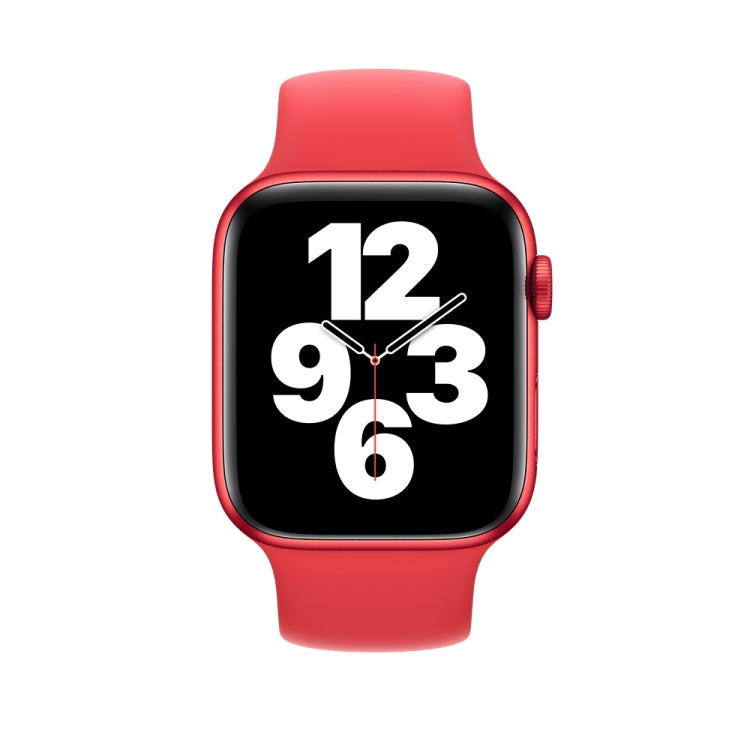 For Apple Watch Ultra 49mm&Watch Ultra 2 49mm / Series 9&8&7 45mm / SE 3&SE 2&6&SE&5&4 44mm / 3&2&1 42mm Solid Color Elastic Silicone Watch Band, Size:L 156mm (Red) by bashfashion