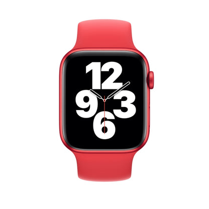 For Apple Watch Ultra 49mm&Watch Ultra 2 49mm / Series 9&8&7 45mm / SE 3&SE 2&6&SE&5&4 44mm / 3&2&1 42mm Solid Color Elastic Silicone Watch Band, Size:L 156mm (Red) by bashfashion