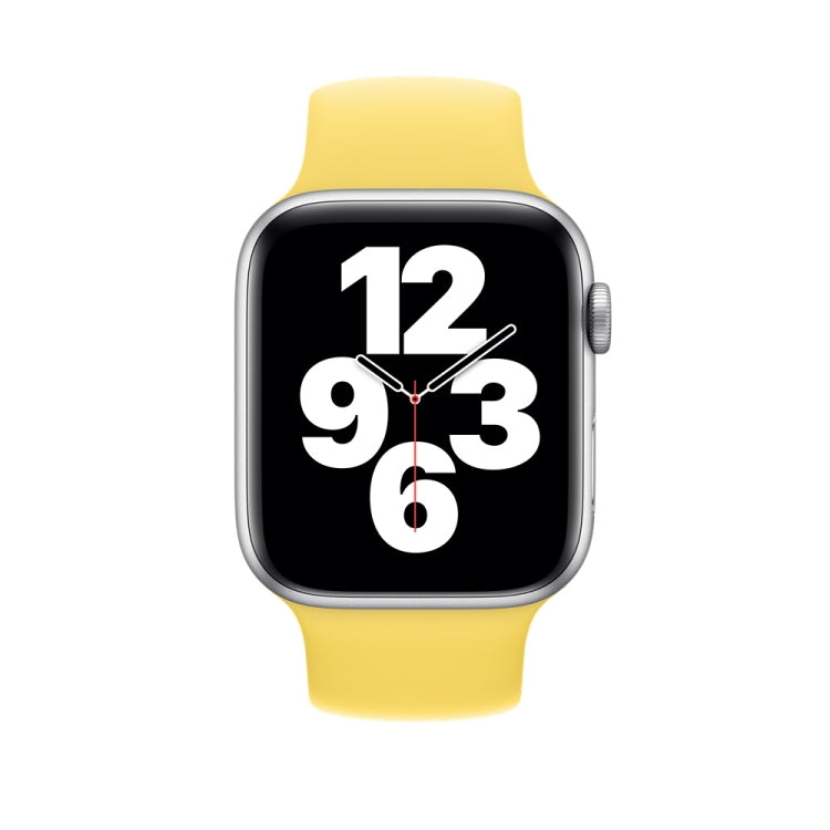 For Apple Watch Ultra 49mm&Watch Ultra 2 49mm / Series 9&8&7 45mm / SE 3&SE 2&6&SE&5&4 44mm / 3&2&1 42mm Solid Color Elastic Silicone Watch Band, Size:L 156mm (Yellow) by bashfashion