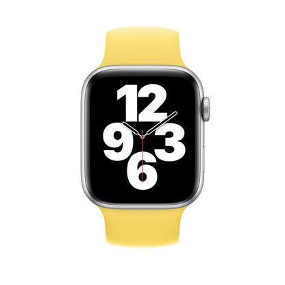 For Apple Watch Ultra 49mm&Watch Ultra 2 49mm / Series 9&8&7 45mm / SE 3&SE 2&6&SE&5&4 44mm / 3&2&1 42mm Solid Color Elastic Silicone Watch Band, Size:L 156mm (Yellow) by bashfashion