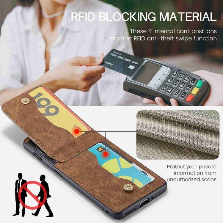 For OnePlus 11 Fierre Shann Crazy Horse Card Holder Back Cover PU Phone Case(Brown) by FIERRE SHANN