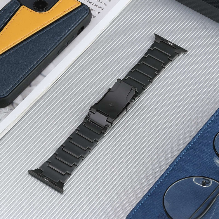 For Apple Watch Series 6 44mm Five Beads Turtle Buckle Titanium Steel Watch Band(Black) by bashfashion