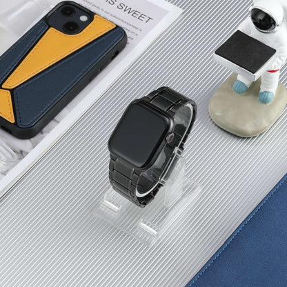 For Apple Watch Series 6 44mm Five Beads Turtle Buckle Titanium Steel Watch Band(Black) by bashfashion