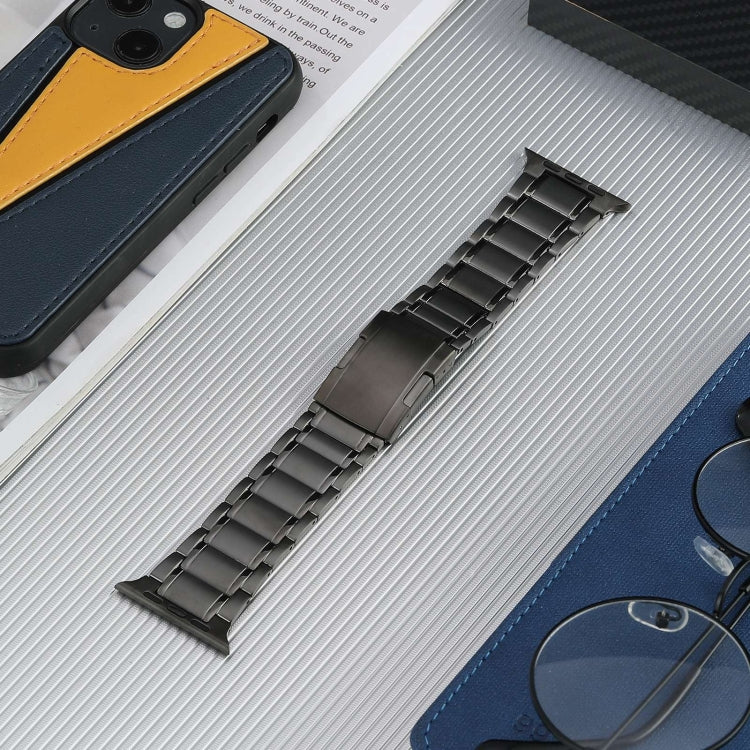 For Apple Watch Series 9 45mm Five Beads Turtle Buckle Titanium Steel Watch Band(Grey) by bashfashion