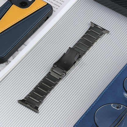 For Apple Watch Series 9 45mm Five Beads Turtle Buckle Titanium Steel Watch Band(Grey) by bashfashion