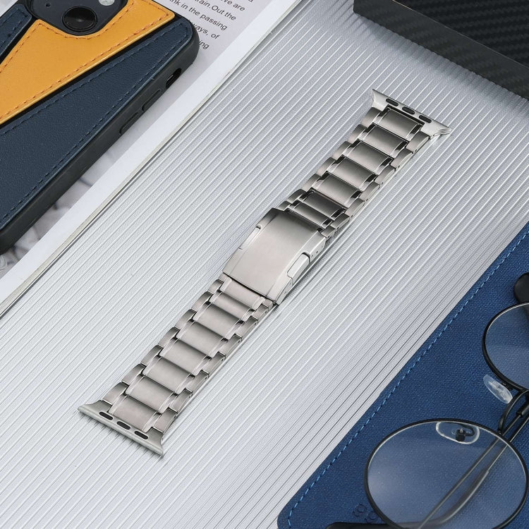 For Apple Watch Series 9 45mm Five Beads Turtle Buckle Titanium Steel Watch Band(Silver) by bashfashion