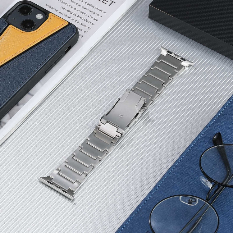 For Apple Watch Series 9 45mm Five Beads Turtle Buckle Titanium Steel Watch Band(Silver) by bashfashion