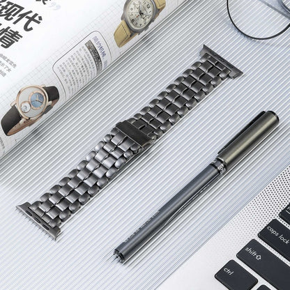 For Apple Watch Series 9 41mm Five Beads Titanium Steel Watch Band(Grey) by bashfashion