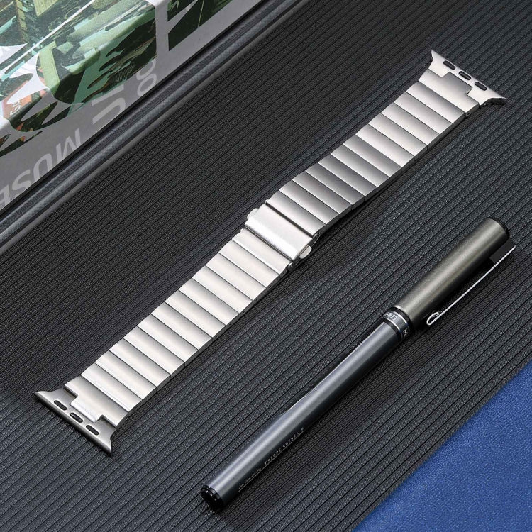 For Apple Watch Ultra 49mm Flat Buckle Stainless Steel Watch Band(Silver) by bashfashion