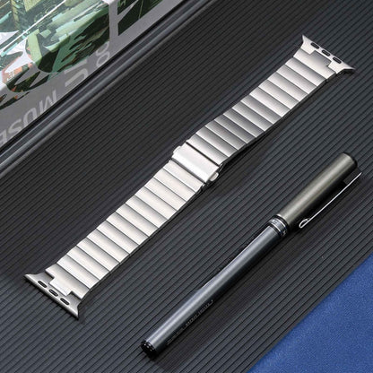 For Apple Watch Ultra 49mm Flat Buckle Stainless Steel Watch Band(Silver) by bashfashion
