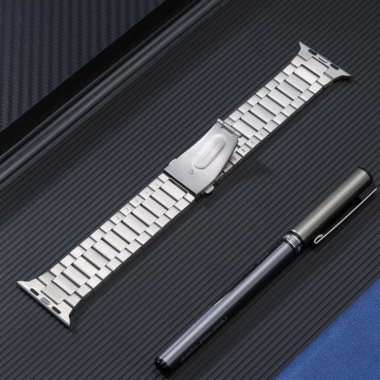 For Apple Watch Ultra 49mm Flat Buckle Stainless Steel Watch Band(Silver) by bashfashion