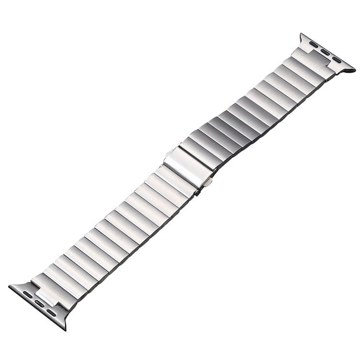 For Apple Watch Series 8 41mm Flat Buckle Stainless Steel Watch Band(Silver) by bashfashion