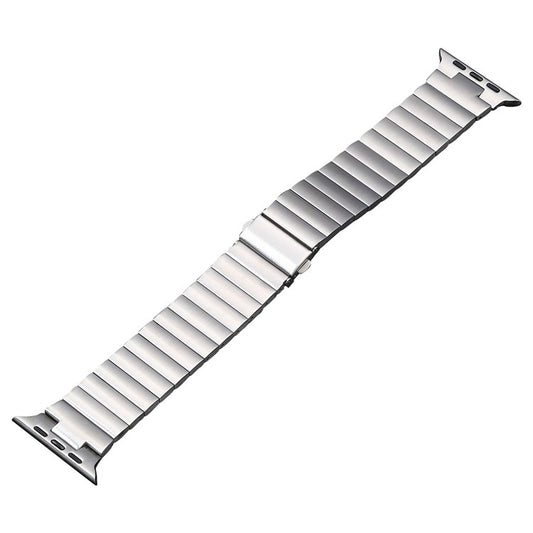 For Apple Watch Series 8 41mm Flat Buckle Stainless Steel Watch Band(Silver) by bashfashion