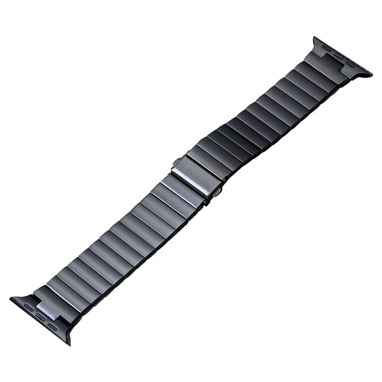 For Apple Watch Series 8 45mm Flat Buckle Stainless Steel Watch Band(Black) by bashfashion