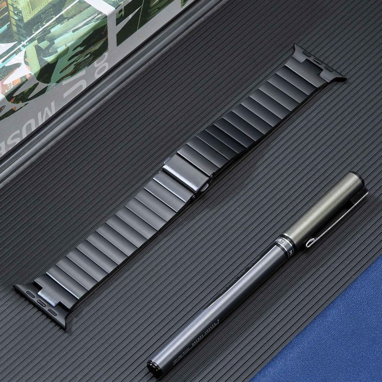 For Apple Watch SE 40mm Flat Buckle Stainless Steel Watch Band(Black) by bashfashion