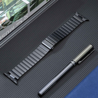 For Apple Watch SE 40mm Flat Buckle Stainless Steel Watch Band(Black) by bashfashion