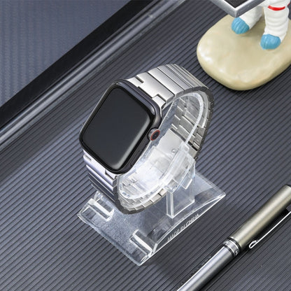 For Apple Watch SE 2023 44mm Flat Buckle Stainless Steel Watch Band(Silver) by bashfashion