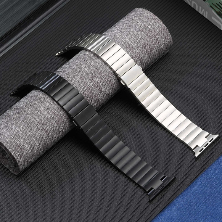 For Apple Watch Series 8 41mm Flat Buckle Stainless Steel Watch Band(Black) by bashfashion