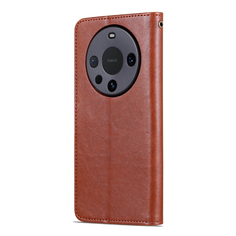 For Huawei Mate 60 Pro AZNS Sheepskin Texture Flip Leather Phone Case(Brown) by AZNS