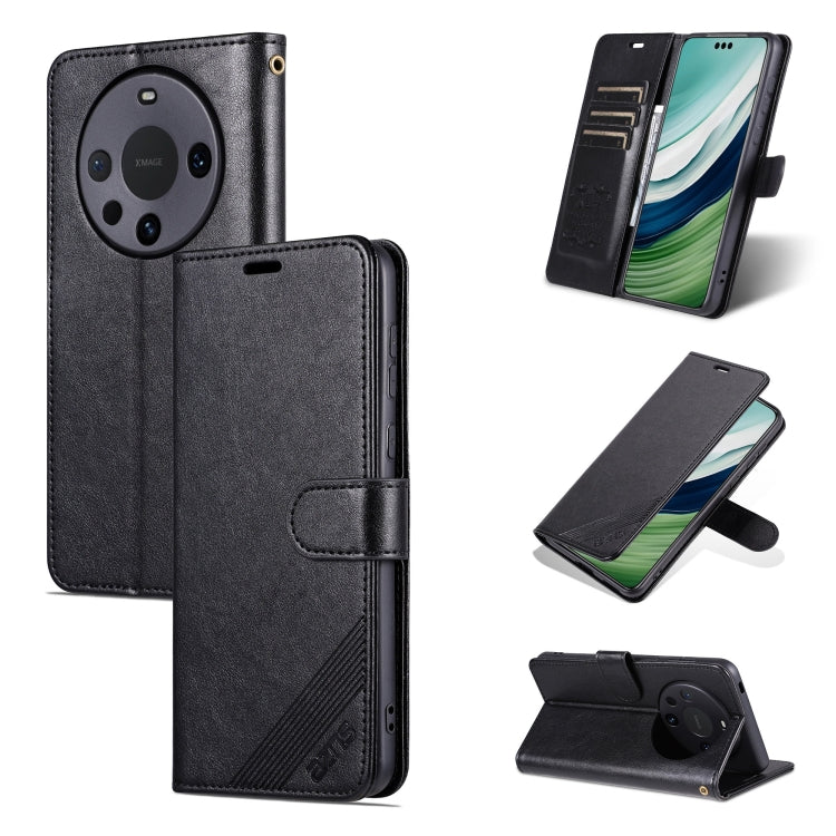 For Huawei Mate 60 Pro AZNS Sheepskin Texture Flip Leather Phone Case(Black) by AZNS