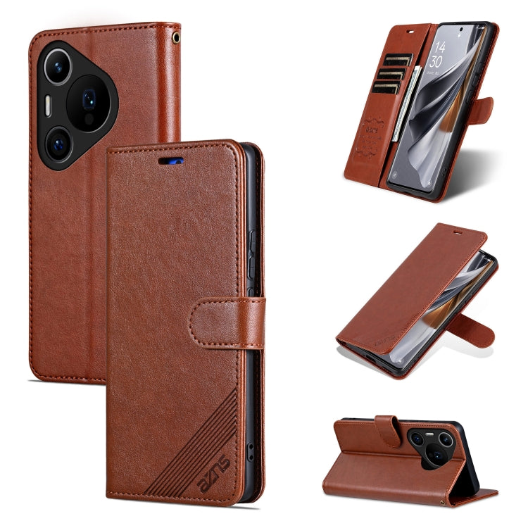 For Huawei Pura 70 Pro / 70 Pro+ AZNS Sheepskin Texture Flip Leather Phone Case(Brown) by AZNS