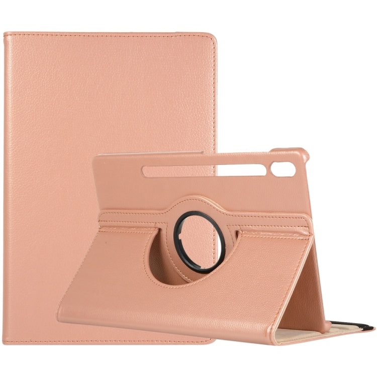 For Samsung Galaxy Tab S10 FE / S9 FE / S9 Litchi Texture 360 Degrees Rotation Holder Leather Tablet Case(Rose Gold) by bashfashion